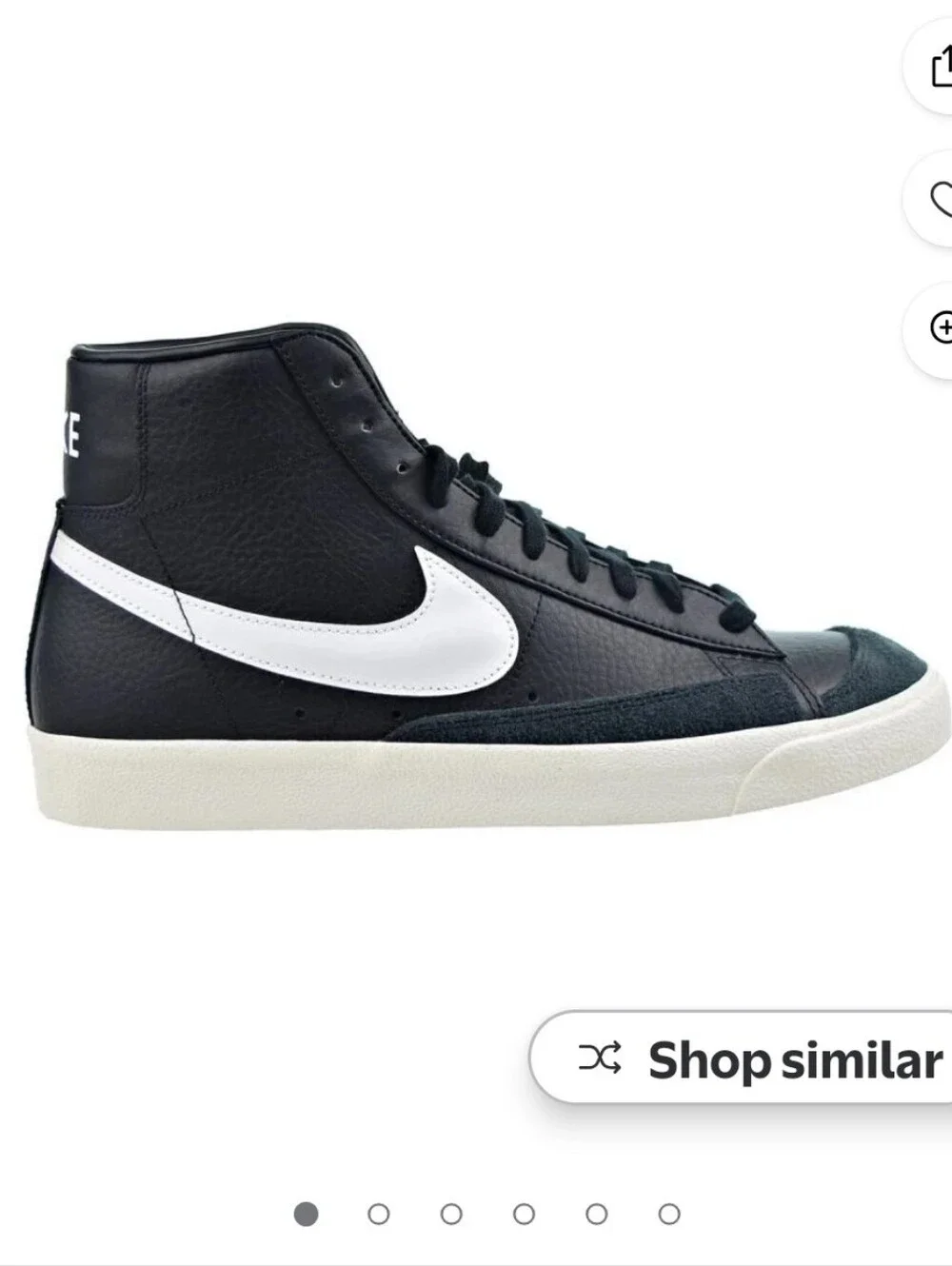 Nike Blazer Youth Mid 77 Vintage Black White Sail Sneakers Retro Size 5.5 School